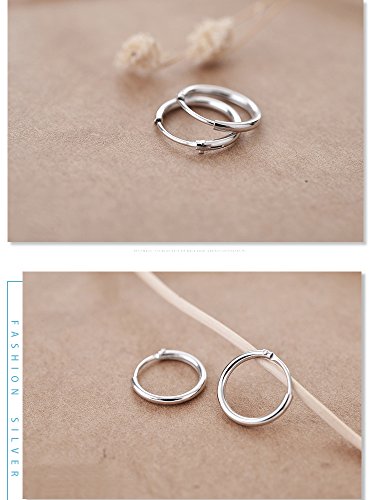 Epoch World 925 Plata de Ley Pendientes de aro- 3 Pares Diámetro 12mm 14mm 16mm Pendientes de Plata de Ley Pendientes aro de