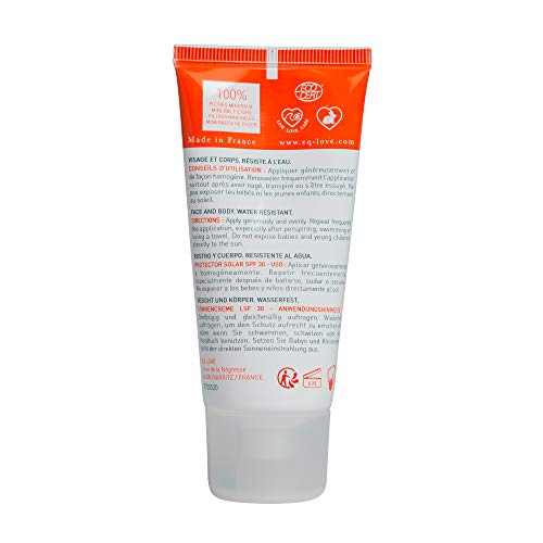 EQ | Protector Solar Mineral SPF30 - Protección UVA UVB alta - Resistante al Agua - Ingredientes Orgánicos y Naturales - Respectuoso con el Medio Ambiante - 50ml