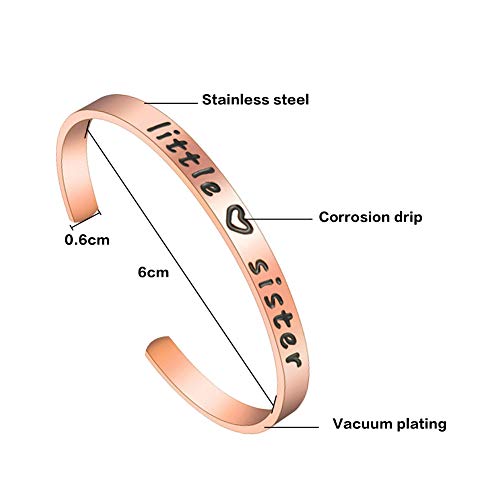 EQLEF Juego de Pulsera de Hermana Grande y Pulsera de Hermana pequeña, Brazalete Ajustable de Acero Inoxidable con Brazalete de Regalo para Amigos y Hermanas (2 Piezas de Plata y Oro Rosa)