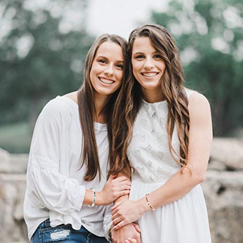 EQLEF Juego de Pulsera de Hermana Grande y Pulsera de Hermana pequeña, Brazalete Ajustable de Acero Inoxidable con Brazalete de Regalo para Amigos y Hermanas (2 Piezas de Plata y Oro Rosa)