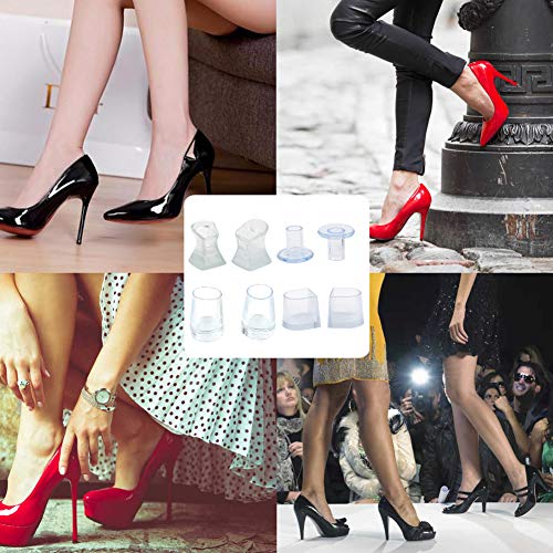 EQLEF Protector Tacon, tacón de Aguja Cubre Tapones de tacón Alto Tapón de Hierba para Uso Diario Boda Ocasiones Formales - 13 Pares (Transparente)