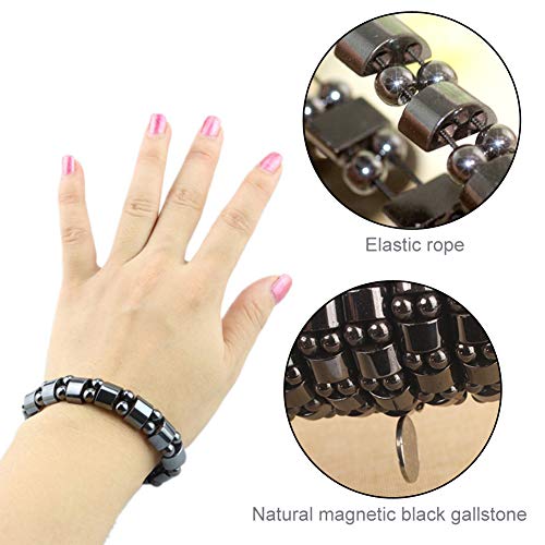 EQLEF Pulsera magnética de hematites 2 piezas para hombre/mujer Hematita Metal pulseras de terapia magnética