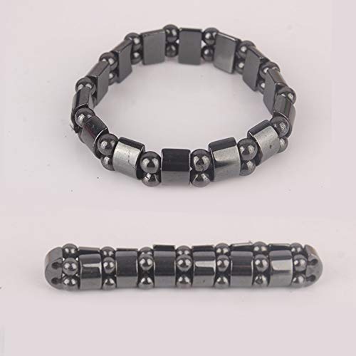 EQLEF Pulsera magnética de hematites 2 piezas para hombre/mujer Hematita Metal pulseras de terapia magnética