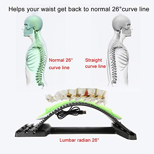 Equipo de cuidado de tracción cervical con masaje de cuello estirado que usa un masajeador USB para la corrección del corrector de la postura de la camilla de calefacción shiatsu(Negro)