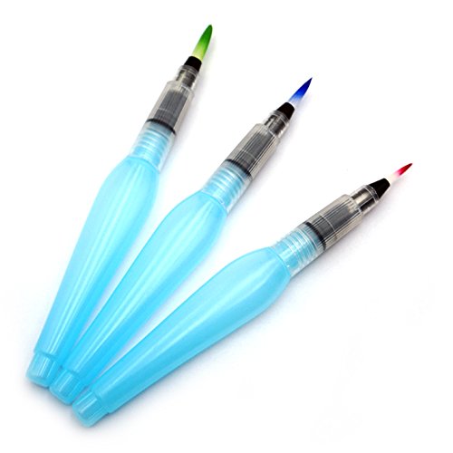 ERCENTURY - Juego de bolígrafos de agua, rellenables, a prueba de fugas, para acuarela y letras 3 Sizes Point Tip