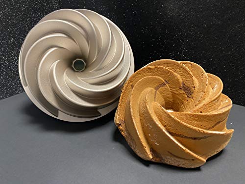 Erreke – Molde para Tartas, Antiadherente, Hecho con Aluminio Fundido Muy Resistente, Color Oro Rosa, 24x24x10cm, Forma de Espiral.