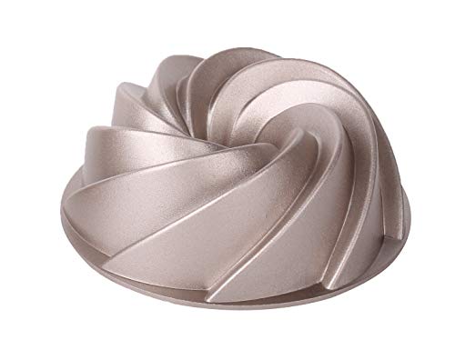 Erreke – Molde para Tartas, Antiadherente, Hecho con Aluminio Fundido Muy Resistente, Color Oro Rosa, 24x24x10cm, Forma de Espiral.