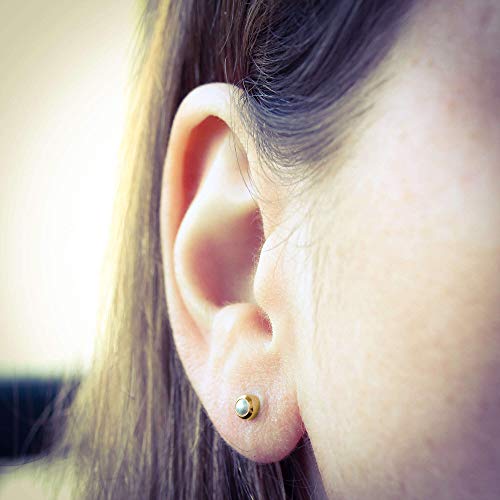 Erst Pendientes Dorados estériles Pendientes Aro con Perla