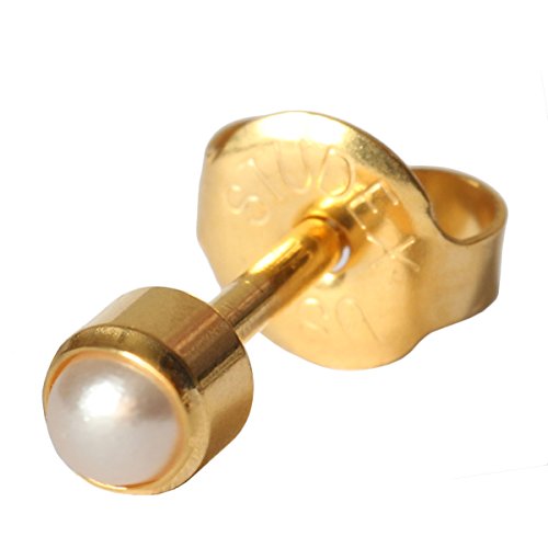 Erst Pendientes Dorados estériles Pendientes Aro con Perla