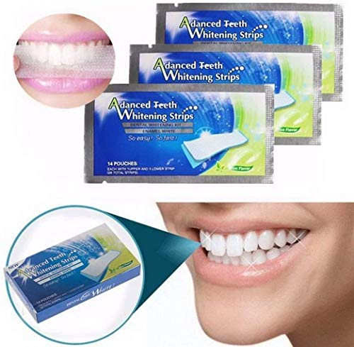 ESACLM Tiras de Blanqueamiento Dental, Sabor a Menta Tiras Blancas, 3D Salud de Las encías y Aliento Refrescante, Kit de blanqueador Dental, 28 Tiras