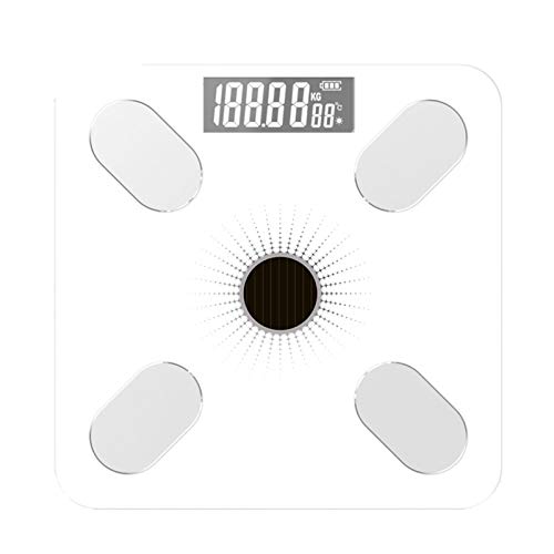 Escala Inteligente De Primera Calidad, Bluetooth Monitor De Grasa Corporal con La Aplicación Gratuita, Báscula Digital con LED Composición Humana Monitor, Se Aplican A Ipone, Android,Blanco