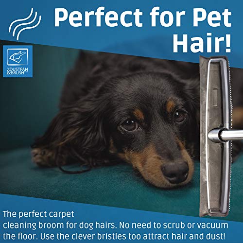 Escoba de Goma Cepillo de Alfombra Barredora de Suelos y Alfombras Barredora de Cerdas de Silicona para Quitar el Pelo de Perro Gato de la Alfombra con Mango Plegable Limpieza del Piso de la Cocina