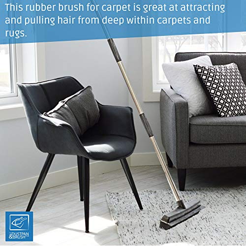 Escoba de Goma Cepillo de Alfombra Barredora de Suelos y Alfombras Barredora de Cerdas de Silicona para Quitar el Pelo de Perro Gato de la Alfombra con Mango Plegable Limpieza del Piso de la Cocina