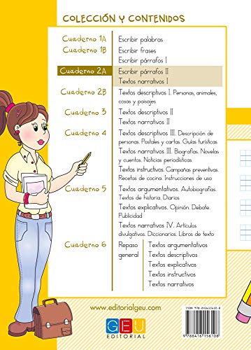 Escribir es divertido si sabes como. Cuaderno 2A / Editorial GEU / 2º Primaria / Mejora la composición escrita / Recomendado como repaso