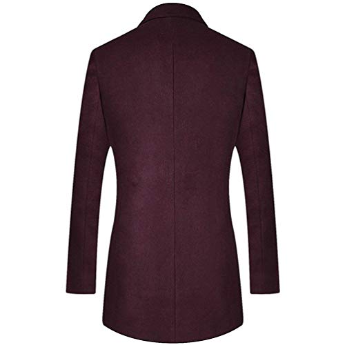 Escudo De Los Hombres Chaqueta Larga De Invierno Otoño Slim Fit Abrigo Cálido Gabardina Outfit Gabardina De Manga Larga Abrigos (Color : Rot, Size : 2XL)