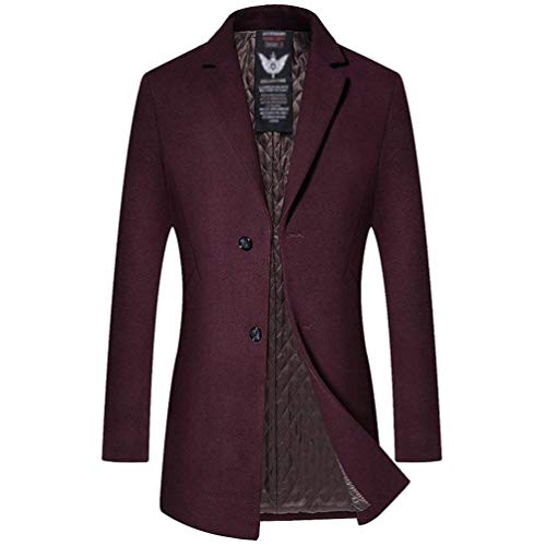 Escudo De Los Hombres Chaqueta Larga De Invierno Otoño Slim Fit Abrigo Cálido Gabardina Outfit Gabardina De Manga Larga Abrigos (Color : Rot, Size : 2XL)