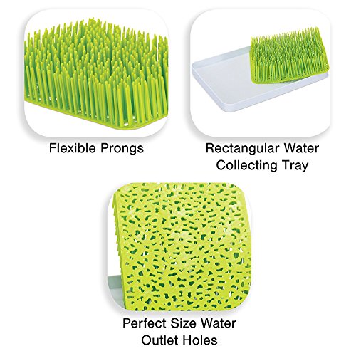 Escurridor para secado de biberones Lawn Tendedero para con diseño de césped tamaño grande (Verde)
