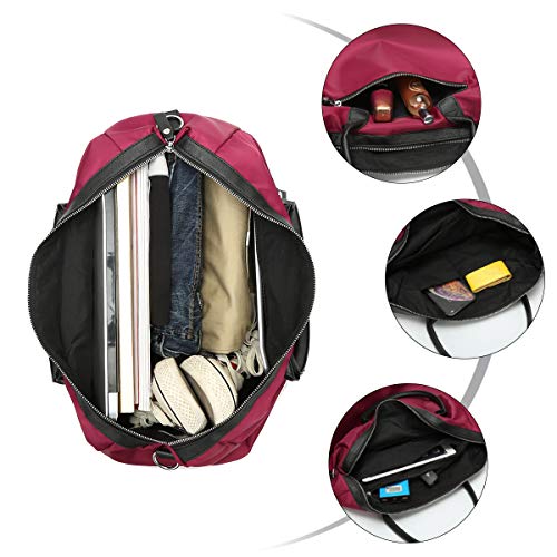 Eshow Bolsa de Viaje Fin de Semana para Mujeres y Hombres Vino Tinto Bolsa de Deporte Totalizador Nylon Gimnasio