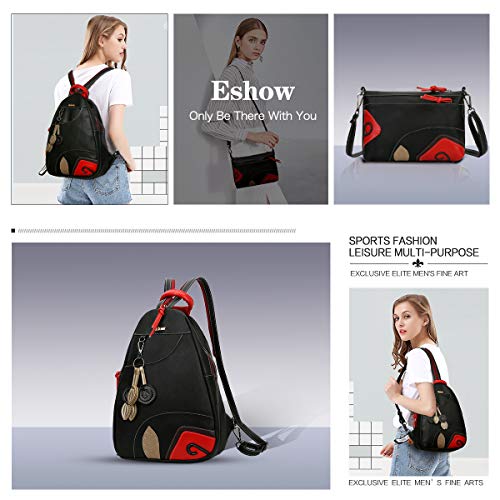 Eshow Mochila Bolso Bandolera para Mujeres y Chicas de PU Bolso Hombro Viaje Casual Escolares Moda