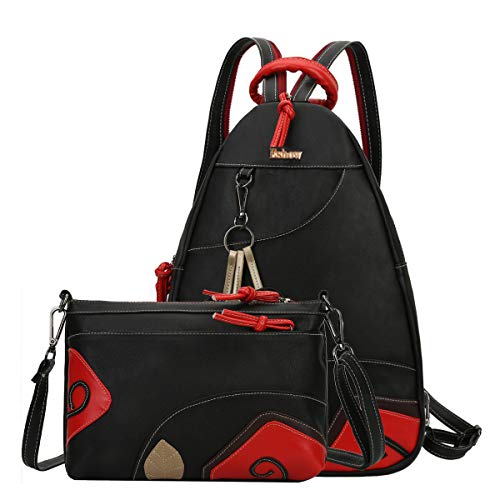 Eshow Mochila Bolso Bandolera para Mujeres y Chicas de PU Bolso Hombro Viaje Casual Escolares Moda