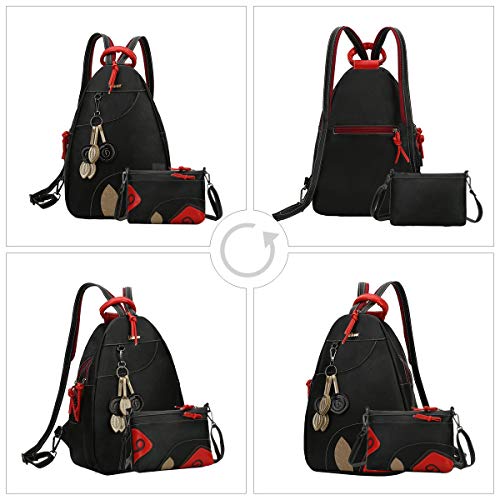 Eshow Mochila Bolso Bandolera para Mujeres y Chicas de PU Bolso Hombro Viaje Casual Escolares Moda