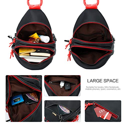 Eshow Mochila Bolso Bandolera para Mujeres y Chicas Negro de PU Viaje Casual Escolares Moda (Negro3201)