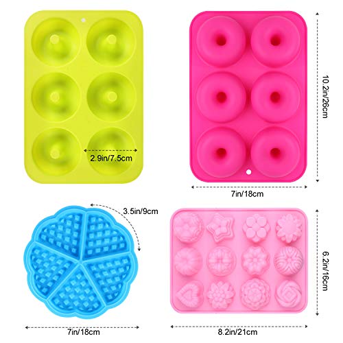 ESHUNQI Moldes de Silicona Donut, 5pcs Juego de Molde de Silicona Donut/Molde de Pastel de gofres Y moldes para Hornear Pasteles de Varias Formas