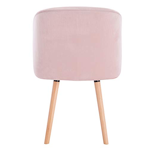 eSituro Pack de 2 Silla de Comedor Muebles Cocina Diseno Nórdico con Reposabrazos Silla Tapizada Madera Sillas Comedor Terciopelo Rosa