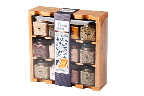Especiero con frascos de cristal - Madera - Selección de 12 especias