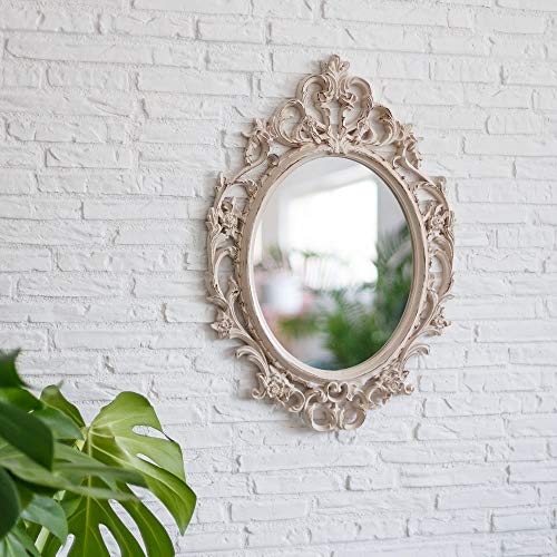 Espejo Cornucopia Ovalado clásico Beige de plástico de 70x50 cm - LOLAhome