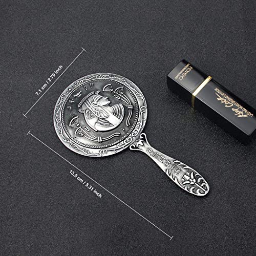 Espejo Maquillaje - Orime Espejo de Mano con Estilo Egipcio en Relieve de Metal - Ideas de Regalos para Bodas, Regalo San Valentín, Regalos Cumpleaños, Regalo Aniversario(13,5 x 7,1cm)