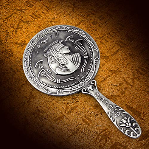 Espejo Maquillaje - Orime Espejo de Mano con Estilo Egipcio en Relieve de Metal - Ideas de Regalos para Bodas, Regalo San Valentín, Regalos Cumpleaños, Regalo Aniversario(13,5 x 7,1cm)