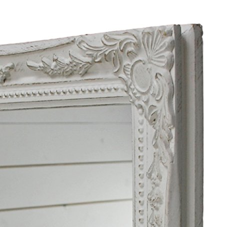 Espejo rectangular de pared en blanco de la antigüedad con pátina de 37 x 47 cm | Espejo barroco de madera | campo de estilo como espejos de baño | Maquillaje espejo y espejo de cortesía para la casa de campo