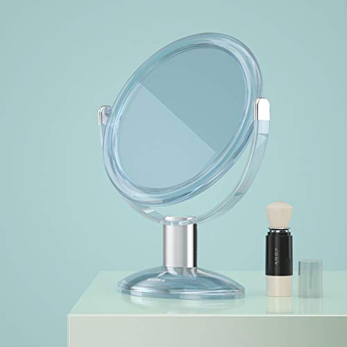 Espejo Tocador, Espejo Aumento con 1x / 7x, Espejo Maquillaje Giratorio de 360, Espejo de Mesa Independiente con Estilo de Cristal, Beautifive