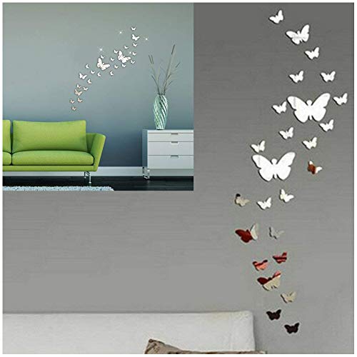 Espejos Pared Decorativos Mariposas Decorativas 3d 30x Mariposa Combinación Decoración del Hogar Plata