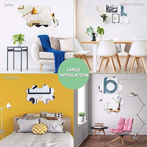 Espejos Pegatinas de Pared Adornos Decoración 12PCS Pegatinas para Espejos Adhesivos de Acrílico Hexagonales Azulejos para Hogar Sala de Estar Dormitorio(20 * 17Cm)