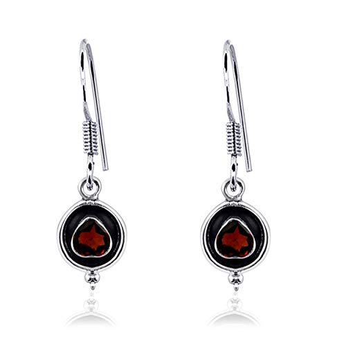 Espumoso Colgar Arete En Rojo Granate Plata De Ley 925 Orchid Jewelry