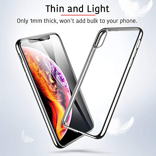 ESR Funda para iPhone XS/X, Funda Transparente Suave TPU Gel [Ultra Fina] [Protección a Bordes y Cámara] [Compatible con Carga Inalámbrica] Enjaca Apple Nuevo iPhone XS/X de 5.8” -Plata