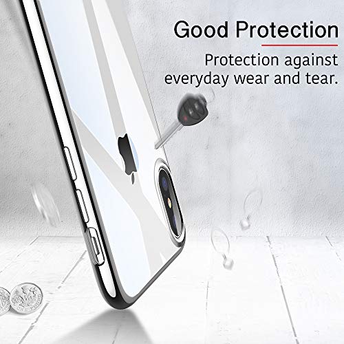 ESR Funda para iPhone XS/X, Funda Transparente Suave TPU Gel [Ultra Fina] [Protección a Bordes y Cámara] [Compatible con Carga Inalámbrica] Enjaca Apple Nuevo iPhone XS/X de 5.8” -Plata