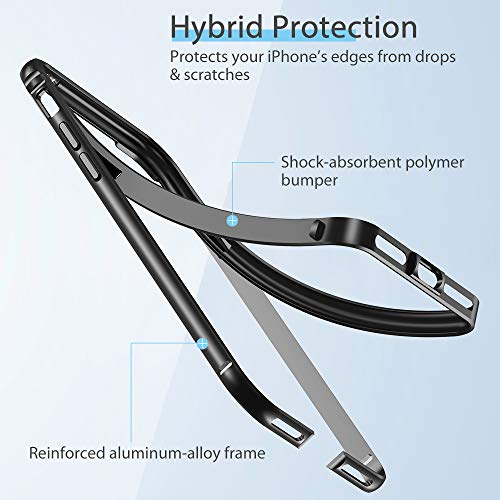 ESR Funda Parachoques Compatible iPhone SE/iPhone 8[Marco Armadura Metal][Parachoques Interior Blando][Sin Interferencias con tu Cobertura][Bordes Elevados] para iPhone SE/8 (2020/2017) Gris Espacial