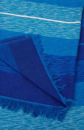 ESSENCE OF MOROCCO Cubre Sofá, Manta, Colcha Marroquí de Lana Algodón y Seda Sabra Tejida a Mano 270cm x 170cm (Azúl)