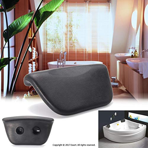 Essort Spa Baño almohada, sintética cojín de baño antideslizante con ventosas, ergonómico para reposacabezas de casa Spa Relajante cabeza, cuello, espalda y hombros, 27x14x5 cm