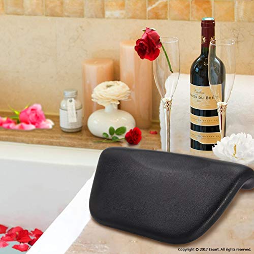 Essort Spa Baño almohada, sintética cojín de baño antideslizante con ventosas, ergonómico para reposacabezas de casa Spa Relajante cabeza, cuello, espalda y hombros, 27x14x5 cm