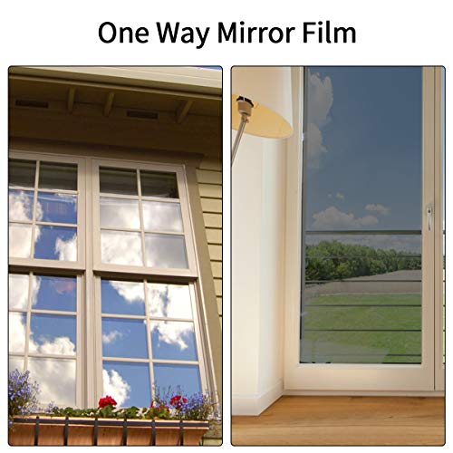 Essort Vinilo para Ventana, 90x400cm Privacidad Autoadhesivo Laminas para Oficina, Solar Privacidad de Espejo Película Adhesiva Anti 98% UV (Negro)