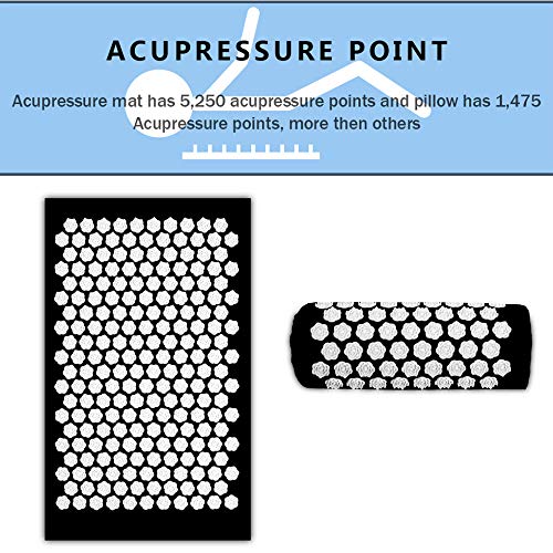 Esterilla Acupresión Kit, Esterilla Acupresión y Almohada Acupresión, Masaje de Yoga, Alivia El Dolor y El Estrés