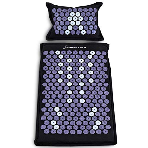 Esterilla de acupresión con cojín | Fibras Naturales de Coco y Paja de Alforfón | incl. Fijación para Silla y Función Transporte, Set Antiestrés - Gran Estera de Masaje, 6900 Agujas + Imanes - AXM400