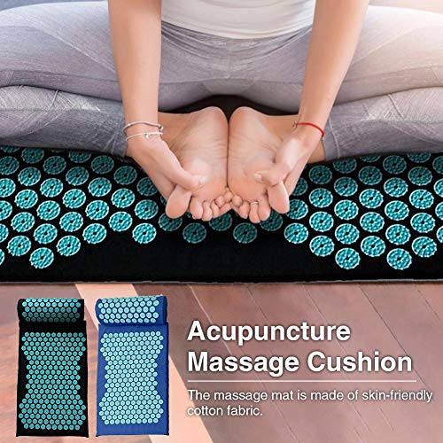 Esterilla Yoga Antideslizante Yoga Mat Colchoneta De Yoga con Almohada Cojín De Masaje Shiatsu,Masaje Profesional Esterilla Yoga Se USA para Aliviar El Dolor De Espalda/Cuello