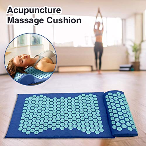 Esterilla Yoga Antideslizante Yoga Mat Colchoneta De Yoga con Almohada Cojín De Masaje Shiatsu,Masaje Profesional Esterilla Yoga Se USA para Aliviar El Dolor De Espalda/Cuello