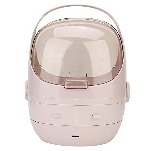 Estuche de almacenamiento de maquillaje para organizador cosmético, caja de almacenamiento de cosméticos rosa, hogar para niñas de dormitorio para mujeres