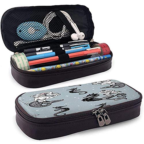 Estuche de lápices de cuero Vintage Mermaid Cute Girl Art Pouch Holder Box Estuche de viaje